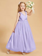 Tulle Junior Bridesmaid Dresses Satin Top Lilac