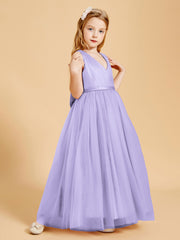 Tulle Junior Bridesmaid Dresses Satin Top Lilac
