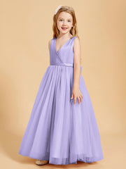 Tulle Junior Bridesmaid Dresses Satin Top Lilac