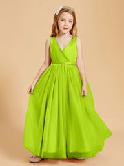 Tulle Junior Bridesmaid Dresses Satin Top Lime Green
