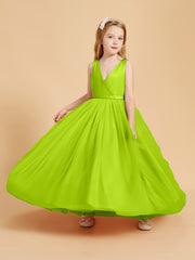 Tulle Junior Bridesmaid Dresses Satin Top Lime Green