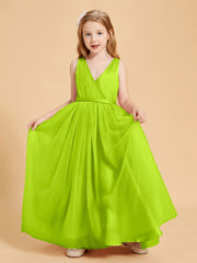 Tulle Junior Bridesmaid Dresses Satin Top Lime Green