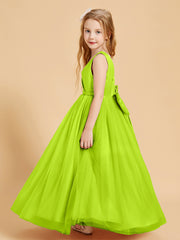 Tulle Junior Bridesmaid Dresses Satin Top Lime Green