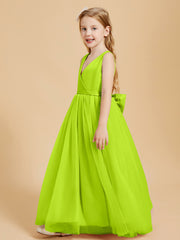 Tulle Junior Bridesmaid Dresses Satin Top Lime Green