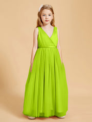 Tulle Junior Bridesmaid Dresses Satin Top Lime Green