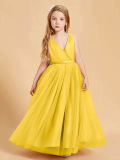 Tulle Junior Bridesmaid Dresses Satin Top Marigold