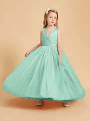 Tulle Junior Bridesmaid Dresses Satin Top Mint Green