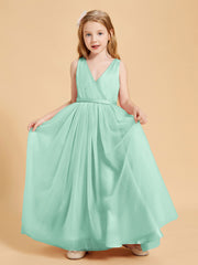 Tulle Junior Bridesmaid Dresses Satin Top Mint Green