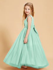 Tulle Junior Bridesmaid Dresses Satin Top Mint Green