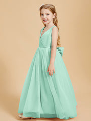 Tulle Junior Bridesmaid Dresses Satin Top Mint Green