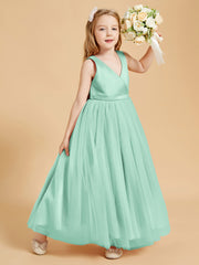 Tulle Junior Bridesmaid Dresses Satin Top Mint Green