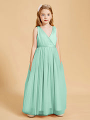 Tulle Junior Bridesmaid Dresses Satin Top Mint Green