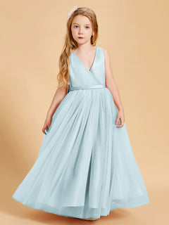 Tulle Junior Bridesmaid Dresses Satin Top Mist