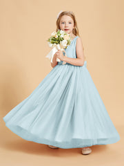 Tulle Junior Bridesmaid Dresses Satin Top Mist