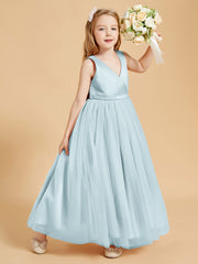 Tulle Junior Bridesmaid Dresses Satin Top Mist
