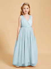 Tulle Junior Bridesmaid Dresses Satin Top Mist