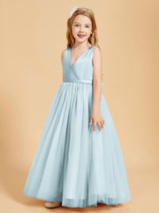 Tulle Junior Bridesmaid Dresses Satin Top Mist