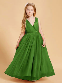 Tulle Junior Bridesmaid Dresses Satin Top Moss