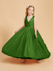 Tulle Junior Bridesmaid Dresses Satin Top Moss