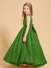 Tulle Junior Bridesmaid Dresses Satin Top Moss