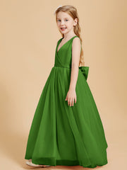 Tulle Junior Bridesmaid Dresses Satin Top Moss