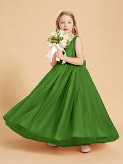 Tulle Junior Bridesmaid Dresses Satin Top Moss