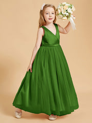 Tulle Junior Bridesmaid Dresses Satin Top Moss