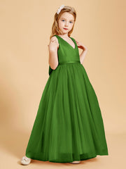 Tulle Junior Bridesmaid Dresses Satin Top Moss