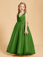 Tulle Junior Bridesmaid Dresses Satin Top Moss
