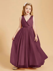 Tulle Junior Bridesmaid Dresses Satin Top Mulberry