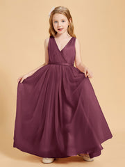 Tulle Junior Bridesmaid Dresses Satin Top Mulberry
