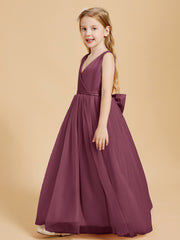 Tulle Junior Bridesmaid Dresses Satin Top Mulberry