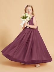 Tulle Junior Bridesmaid Dresses Satin Top Mulberry