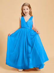 Tulle Junior Bridesmaid Dresses Satin Top Ocean Blue
