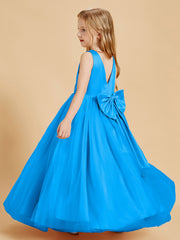 Tulle Junior Bridesmaid Dresses Satin Top Ocean Blue