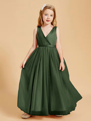 Tulle Junior Bridesmaid Dresses Satin Top Olive Green