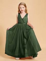Tulle Junior Bridesmaid Dresses Satin Top Olive Green
