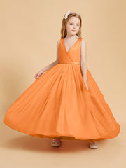 Tulle Junior Bridesmaid Dresses Satin Top Orange