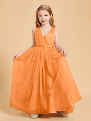 Tulle Junior Bridesmaid Dresses Satin Top Orange