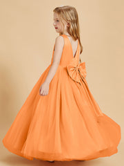 Tulle Junior Bridesmaid Dresses Satin Top Orange