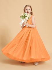 Tulle Junior Bridesmaid Dresses Satin Top Orange