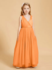 Tulle Junior Bridesmaid Dresses Satin Top Orange