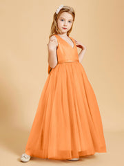 Tulle Junior Bridesmaid Dresses Satin Top Orange