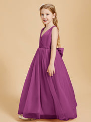 Tulle Junior Bridesmaid Dresses Satin Top Orchid