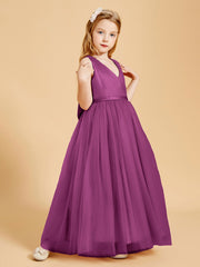 Tulle Junior Bridesmaid Dresses Satin Top Orchid