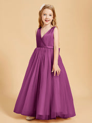 Tulle Junior Bridesmaid Dresses Satin Top Orchid