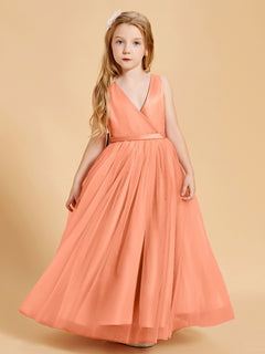 Tulle Junior Bridesmaid Dresses Satin Top Papaya