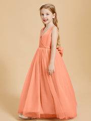Tulle Junior Bridesmaid Dresses Satin Top Papaya