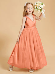 Tulle Junior Bridesmaid Dresses Satin Top Papaya