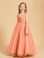Tulle Junior Bridesmaid Dresses Satin Top Papaya
